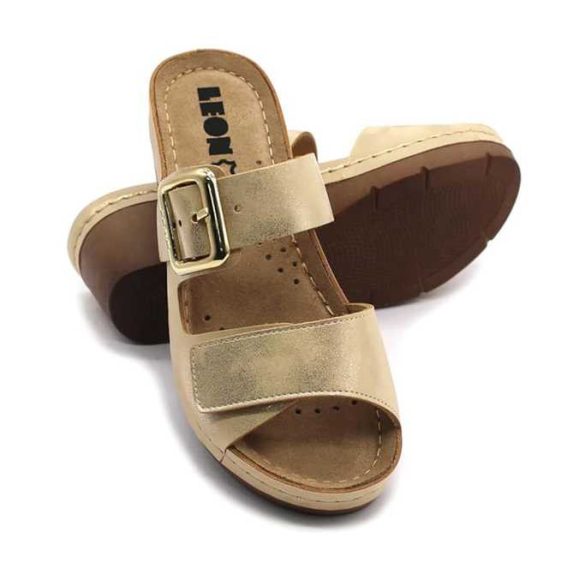 Leon Comfort 1110 arany női papucs