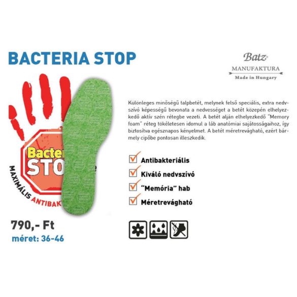 Batz talp betét 907 Bacteria Stop unisex Talpbetét