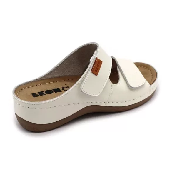 Leon Comfort 931 Feher-lakk női papucs