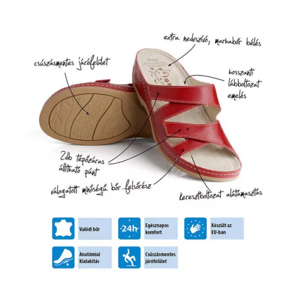 Batz Eni piros női papucs