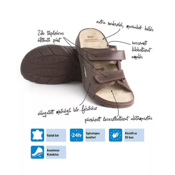 Batz Mike barna férfi papucs